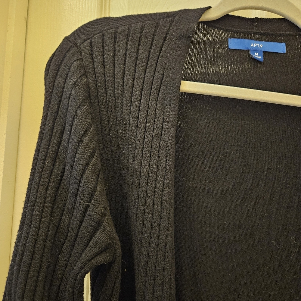Black Ribbed Cardigan, Apt 9, M